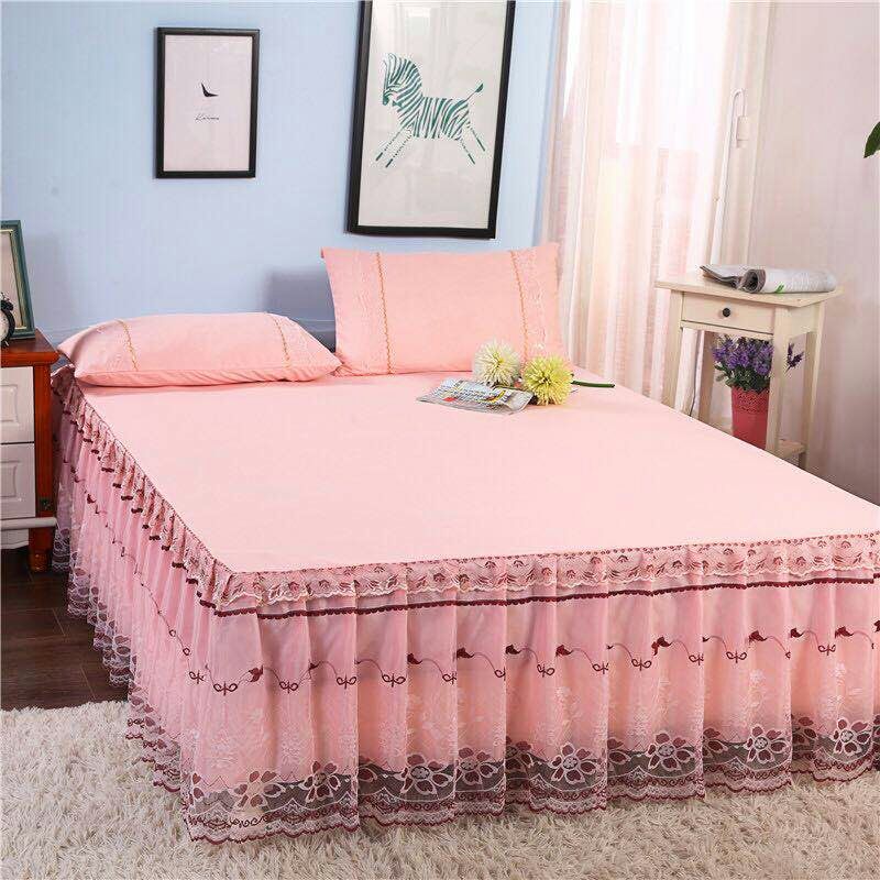 5*6 3PC BED SKIRT(Peach)