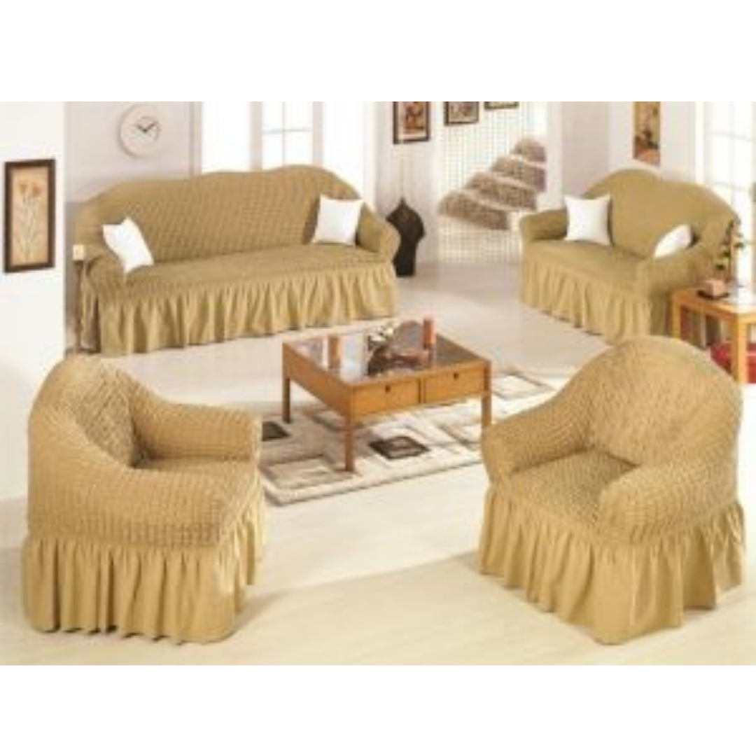 Turkish Sofa Covers(3+2+1+1)Beige Gold