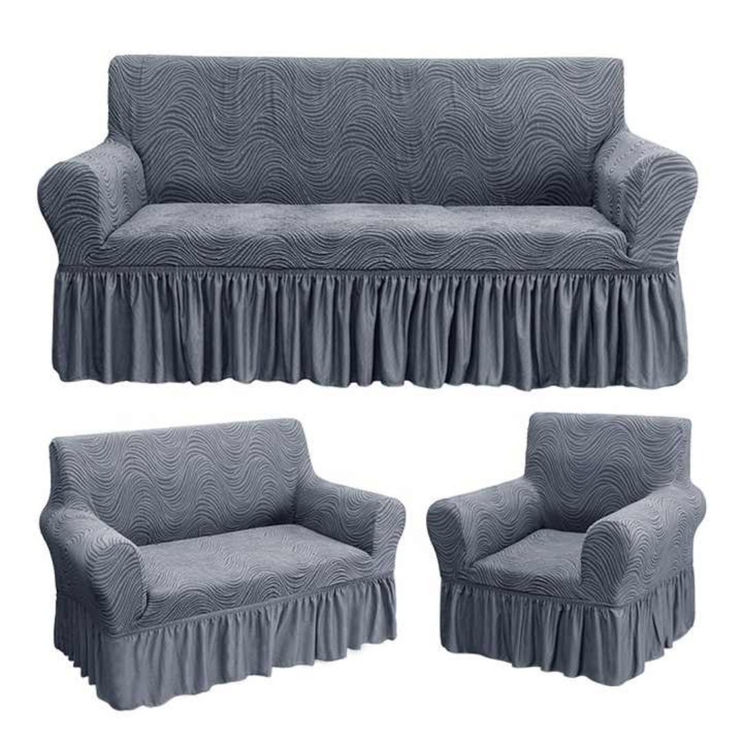 Wavy Jacquard Sofa Covers (3:2:1:1 Grey)